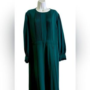 Elegant Hunter Green Midi Long Sleeve Dress Size XXL